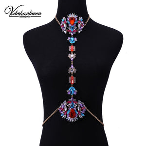 Luxury Crystal Chain Necklace Fashion Charm Waist Chain Luxury Maxi Statement Necklace For Women body jewelry