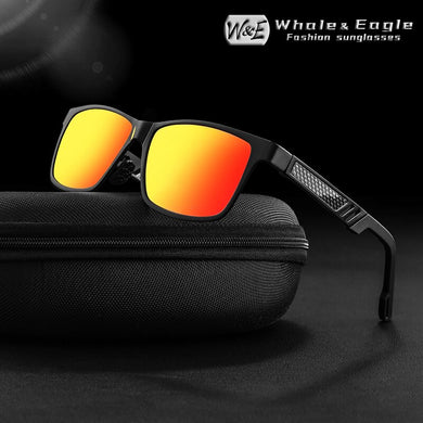 W&E sunglasses men's polarized Aluminum-Magnesium Rectangular Wrap sunglasses driving UV400 Ladies sunglasses trend cool