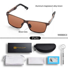 Load image into Gallery viewer, W&amp;E sunglasses men's polarized Aluminum-Magnesium Rectangular Wrap sunglasses driving UV400 Ladies sunglasses trend cool
