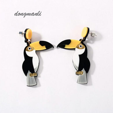 W0178 Momo Toucan Birds Big Acrylic Statement Bird Parrot Earrings For Girls Punk hip-hop personality acrylic birds earrings