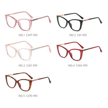 Load image into Gallery viewer, WB607 European  American anti-blue light glasses frame personality cat eye flat mirror female TR spring foot full frame