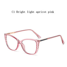 Load image into Gallery viewer, WB607 European  American anti-blue light glasses frame personality cat eye flat mirror female TR spring foot full frame