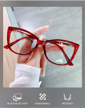 Load image into Gallery viewer, WB607 European  American anti-blue light glasses frame personality cat eye flat mirror female TR spring foot full frame