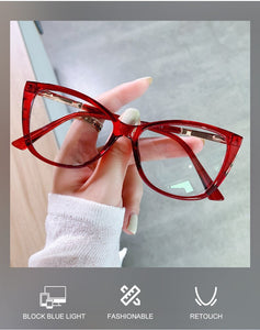 WB607 European  American anti-blue light glasses frame personality cat eye flat mirror female TR spring foot full frame