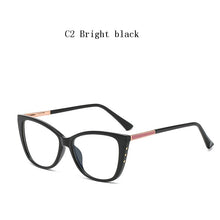 Load image into Gallery viewer, WB607 European  American anti-blue light glasses frame personality cat eye flat mirror female TR spring foot full frame