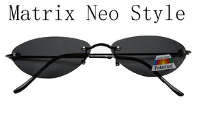 WEARKAPER  Matrix Morpheus Sunglasses Steampunk Movie Eyewear men Rimless Classic Oval glasses Oculos Gafas De Sol
