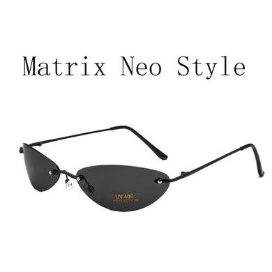 WEARKAPER  Matrix Morpheus Sunglasses Steampunk Movie Eyewear men Rimless Classic Oval glasses Oculos Gafas De Sol