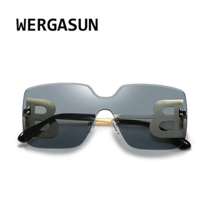 WERGASUN 2023 Oversized Gradient Sunglasses Women  Brand Rimless Square Metal Female Men Sun Glasses