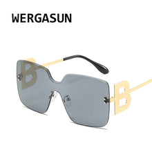 Carica l&#39;immagine nel visualizzatore di Gallery, WERGASUN 2023 Oversized Gradient Sunglasses Women  Brand Rimless Square Metal Female Men Sun Glasses