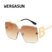 Carica l&#39;immagine nel visualizzatore di Gallery, WERGASUN 2023 Oversized Gradient Sunglasses Women  Brand Rimless Square Metal Female Men Sun Glasses