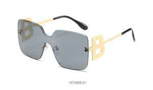 WERGASUN 2023 Oversized Gradient Sunglasses Women  Brand Rimless Square Metal Female Men Sun Glasses
