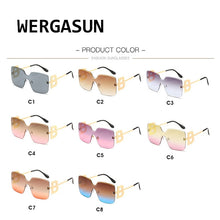 Carica l&#39;immagine nel visualizzatore di Gallery, WERGASUN 2023 Oversized Gradient Sunglasses Women  Brand Rimless Square Metal Female Men Sun Glasses
