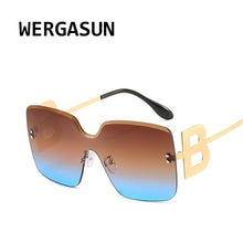 Carica l&#39;immagine nel visualizzatore di Gallery, WERGASUN 2023 Oversized Gradient Sunglasses Women  Brand Rimless Square Metal Female Men Sun Glasses