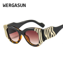 Load image into Gallery viewer, WERGASUN 2023 Vintage Metal Cat Eye Sunglasses Women Brand Designer Sun Glasses Men Cool Shades