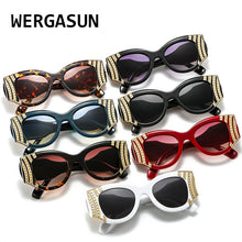 Load image into Gallery viewer, WERGASUN 2023 Vintage Metal Cat Eye Sunglasses Women Brand Designer Sun Glasses Men Cool Shades