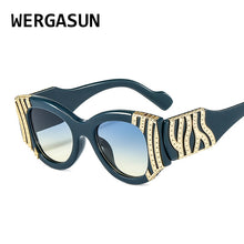 Load image into Gallery viewer, WERGASUN 2023 Vintage Metal Cat Eye Sunglasses Women Brand Designer Sun Glasses Men Cool Shades
