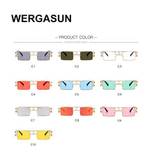 Load image into Gallery viewer, WERGASUN Square Sunglasses Women Metal punk Sun Glasses Female Vintage Retro Shades For Men UV400