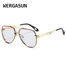 Load image into Gallery viewer, WERGASUN Vintage Round Metal Sunglasses Men Driving Black Retro Mirror Sun Glasses Lady Shade Sunglasses UV400 Oculos De Sol