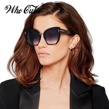 Load image into Gallery viewer, WHO CUTIE 2023 Half Frame Tom Rimless Sunglasses Women Men Brand Designer Female Oversized Square Sun Glasses CE Shades OM694