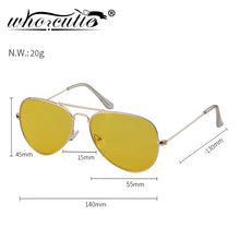 Load image into Gallery viewer, WHO CUTIE 2023 Night Vision Goggles Aviation Sunglasses Women Brand Design Gold Metal Frame Female Sun Glasses Yellow Lens OM874
