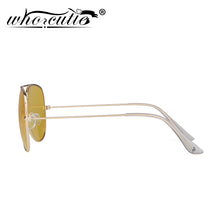 Load image into Gallery viewer, WHO CUTIE 2023 Night Vision Goggles Aviation Sunglasses Women Brand Design Gold Metal Frame Female Sun Glasses Yellow Lens OM874