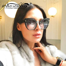 Load image into Gallery viewer, WHO CUTIE 2023 Oversized Cat Eye Sunglasses Women Men Brand Designer Tom Fasion Leopard Plastic Sun Glasses Female Shades OM694B