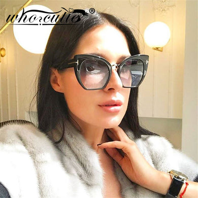 WHO CUTIE 2023 Oversized Cat Eye Sunglasses Women Men Brand Designer Tom Fasion Leopard Plastic Sun Glasses Female Shades OM694B