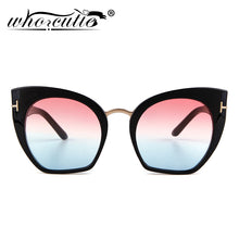 Load image into Gallery viewer, WHO CUTIE 2023 Oversized Cat Eye Sunglasses Women Men Brand Designer Tom Fasion Leopard Plastic Sun Glasses Female Shades OM694B