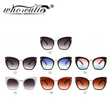 Load image into Gallery viewer, WHO CUTIE 2023 Oversized Cat Eye Sunglasses Women Men Brand Designer Tom Fasion Leopard Plastic Sun Glasses Female Shades OM694B