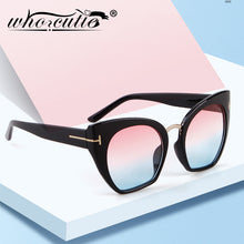 Load image into Gallery viewer, WHO CUTIE 2023 Oversized Cat Eye Sunglasses Women Men Brand Designer Tom Fasion Leopard Plastic Sun Glasses Female Shades OM694B