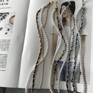 WHO CUTIE 2023 White Pearl Sunglasses Chain Women Lanyard with Strap Eye Glasses Accessories for lady (only chain no glasses)