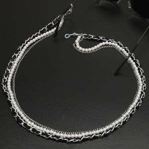 WHO CUTIE 2023 White Pearl Sunglasses Chain Women Lanyard with Strap Eye Glasses Accessories for lady (only chain no glasses)