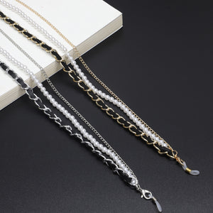WHO CUTIE 2023 White Pearl Sunglasses Chain Women Lanyard with Strap Eye Glasses Accessories for lady (only chain no glasses)