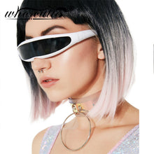 Carica l'immagine nel visualizzatore di Gallery, WHO CUTIE 2022 Windproof Visor Sunglasses Men Women One Piece Sunny Flat Top Goggles Oversized Shield Robot Sun Glasses Male 837