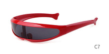 Carica l'immagine nel visualizzatore di Gallery, WHO CUTIE 2022 Windproof Visor Sunglasses Men Women One Piece Sunny Flat Top Goggles Oversized Shield Robot Sun Glasses Male 837