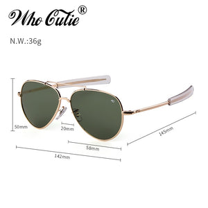 WHO CUTIE American Optical Sunglasses Men Brand Designer  Gold Frame Sunnies AO Pilot Sun Glasses Male Shades OM288