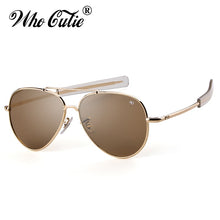 Load image into Gallery viewer, WHO CUTIE American Optical Sunglasses Men Brand Designer  Gold Frame Sunnies AO Pilot Sun Glasses Male Shades OM288
