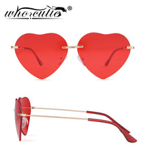 Load image into Gallery viewer, WHO CUTIE Red Heart Shaped Rimless Sunglasses Women 2023 Brand Design Frameless Cat Eye Sun Glasses Shades Female S376