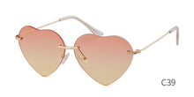 Load image into Gallery viewer, WHO CUTIE Red Heart Shaped Rimless Sunglasses Women 2023 Brand Design Frameless Cat Eye Sun Glasses Shades Female S376