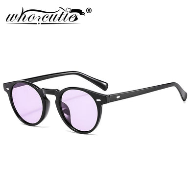 WHO CUTIE Occhiali da sole rotondi vintage Uomo Donna Brand Design Rivetto Cornice Lente viola Cerchio retrò Occhiali da sole Tonalità S292 