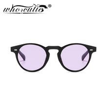 Load image into Gallery viewer, WHO CUTIE Vintage Round Sunglasses Men Women Brand Design Rivet Frame Purple Lens Retro Circle Sun Glasses Shades S292