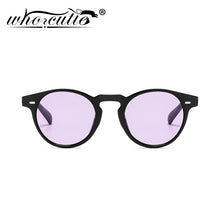 Load image into Gallery viewer, WHO CUTIE  Vintage Round Sunglasses Men Women Brand Design Rivet Frame Purple Lens Retro Circle Sun Glasses Shades S292