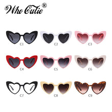 Load image into Gallery viewer, WHO CUTIE Love Heart Shaped Sunglasses Women Retro Vintage Shiny Sunnies 90s Lady Pink Frame Cat Eye Sun Glasses Shades Gift 475
