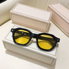 Load image into Gallery viewer, WHO CUTIE Trendy Square Rectangle Sunglasses Vintage Women Brand Design Green Frame Yellow Lens Sun Glasses Men Shades UV400