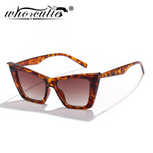 Load image into Gallery viewer, WHO CUTIE Square Cat Eye Sunglasses Women 2023 Brand Design Leopard Cateye Frame 80s 90S Trendy Stylish Sun Glasses Shades S347