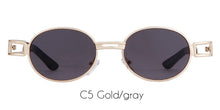 Load image into Gallery viewer, WHO CUTIE Steampunk Sunglasses Retro Round Metal Men Women Brand Designer 90S Vintage Small Oval Sun Glasses Goggle UV400 OM566