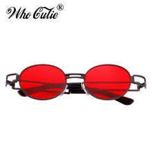 Load image into Gallery viewer, WHO CUTIE Steampunk Sunglasses Retro Round Metal Men Women Brand Designer 90S Vintage Small Oval Sun Glasses Goggle UV400 OM566