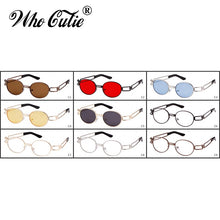 Load image into Gallery viewer, WHO CUTIE Steampunk Sunglasses Retro Round Metal Men Women Brand Designer 90S Vintage Small Oval Sun Glasses Goggle UV400 OM566