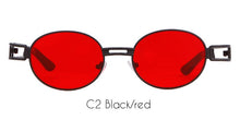Load image into Gallery viewer, WHO CUTIE Steampunk Sunglasses Retro Round Metal Men Women Brand Designer 90S Vintage Small Oval Sun Glasses Goggle UV400 OM566