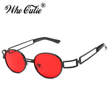 Load image into Gallery viewer, WHO CUTIE Steampunk Sunglasses Retro Round Metal Men Women Brand Designer 90S Vintage Small Oval Sun Glasses Goggle UV400 OM566
